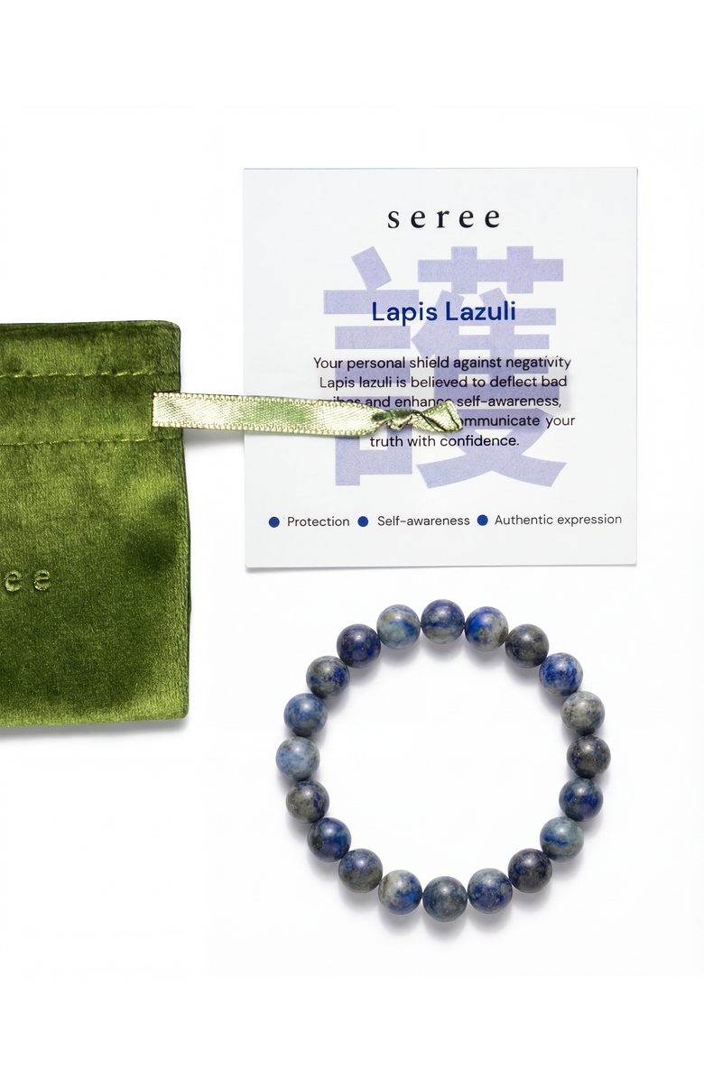 seree Manifest Collection Protection Blue Crystal Beaded Bracelet, Main, color, Blue