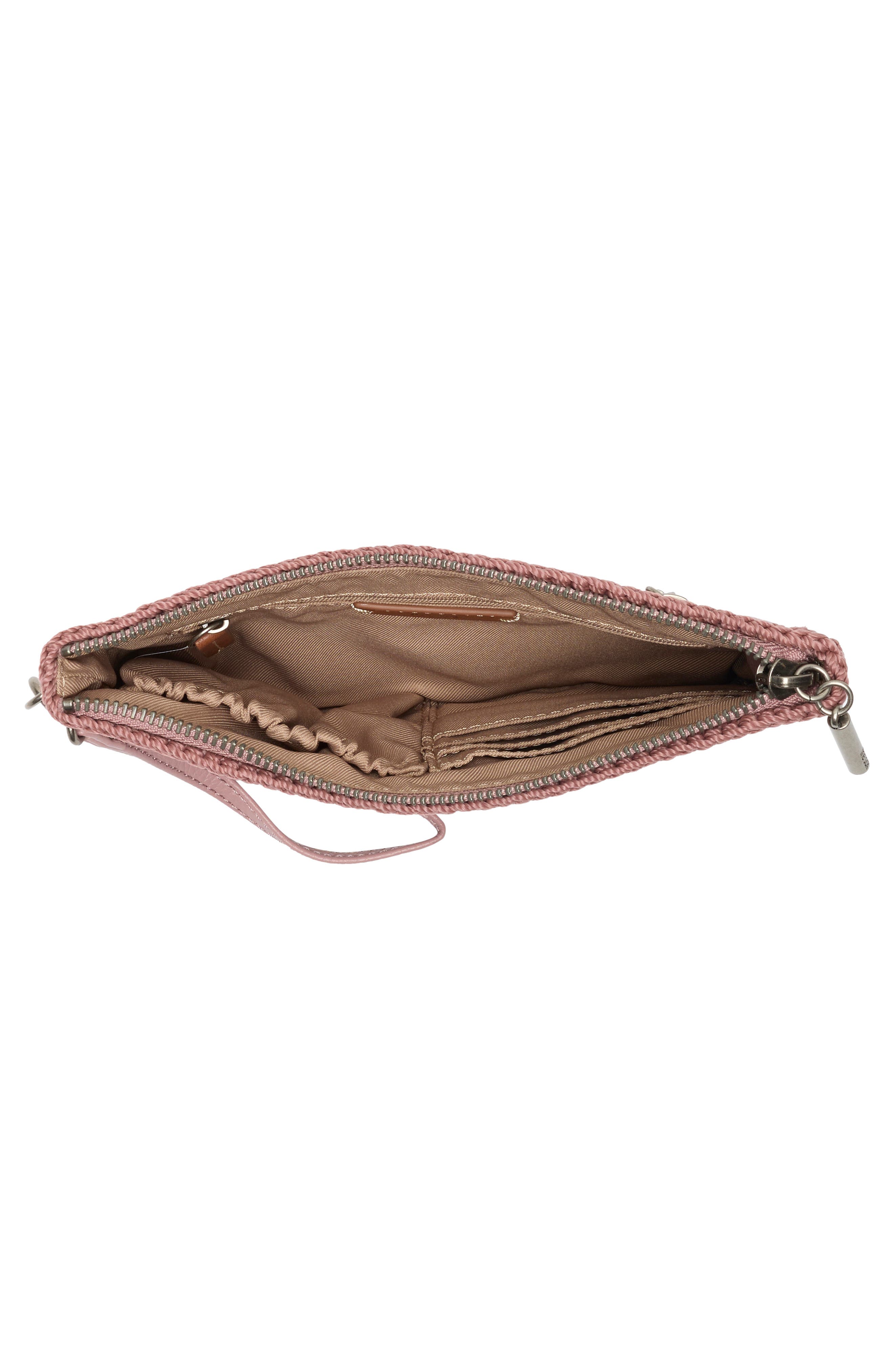 Vita Pebbled Leather Wristlet, Alternate, color, ROSEWOD RB