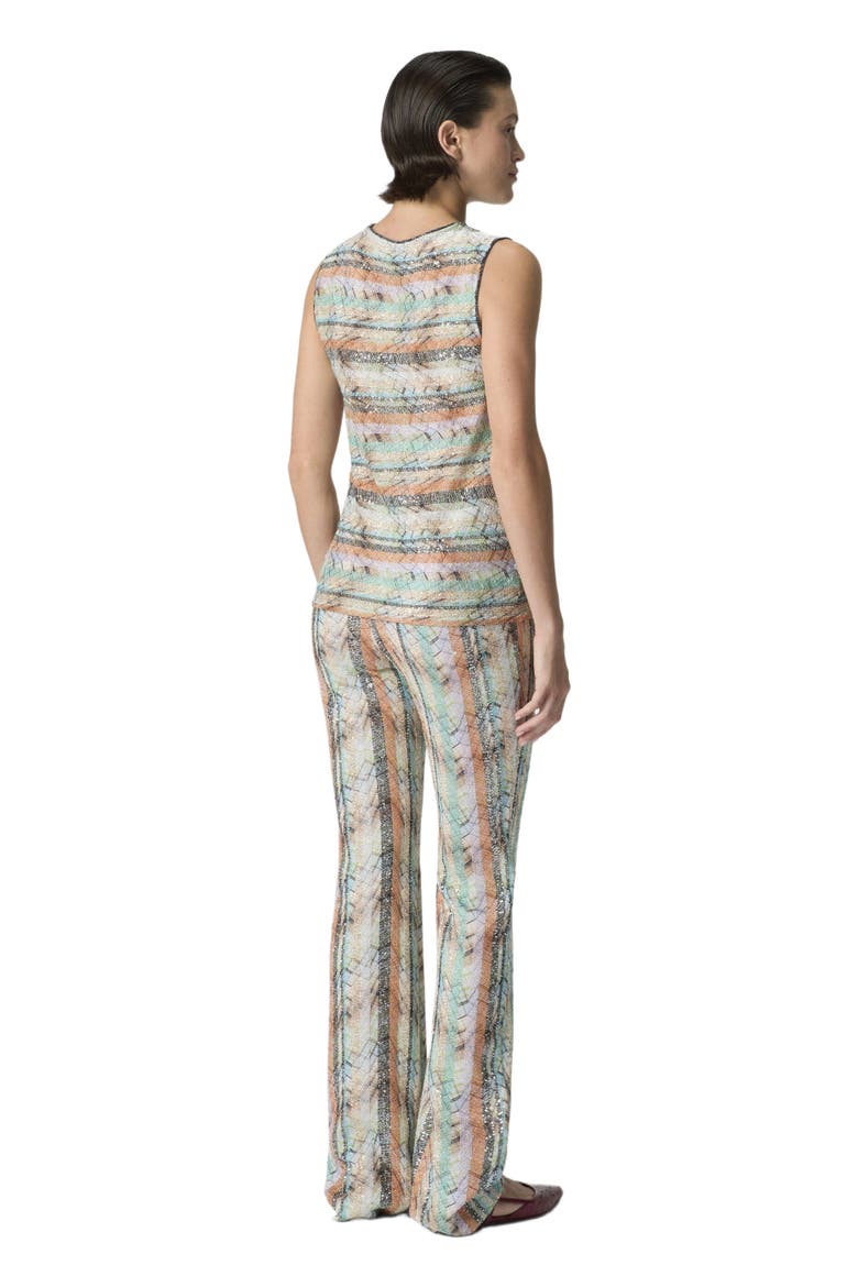 Sleeveless Top In Viscose Lamé Blend With Multi-technique Knit, Alternate, color, Multicoloured