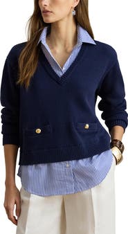 Lauren Ralph Lauren Layered Mixed Media Sweater