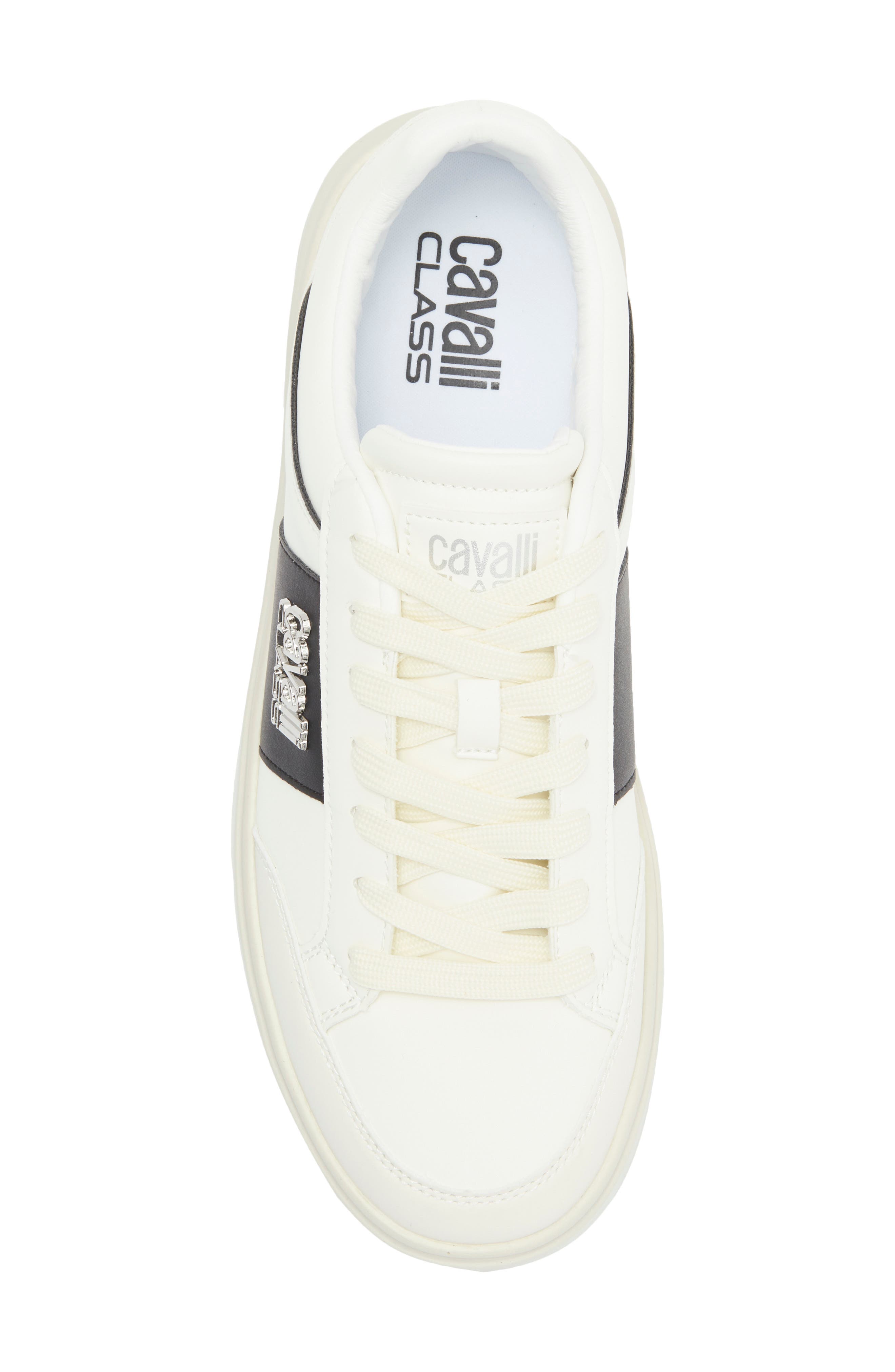 Roberto Cavalli Colorblock Low Top Sneaker, Alternate, color, Off White/ Black