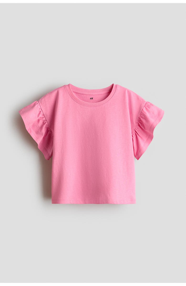 H&M Flutter-sleeved Top, Main, color, Hot Pink