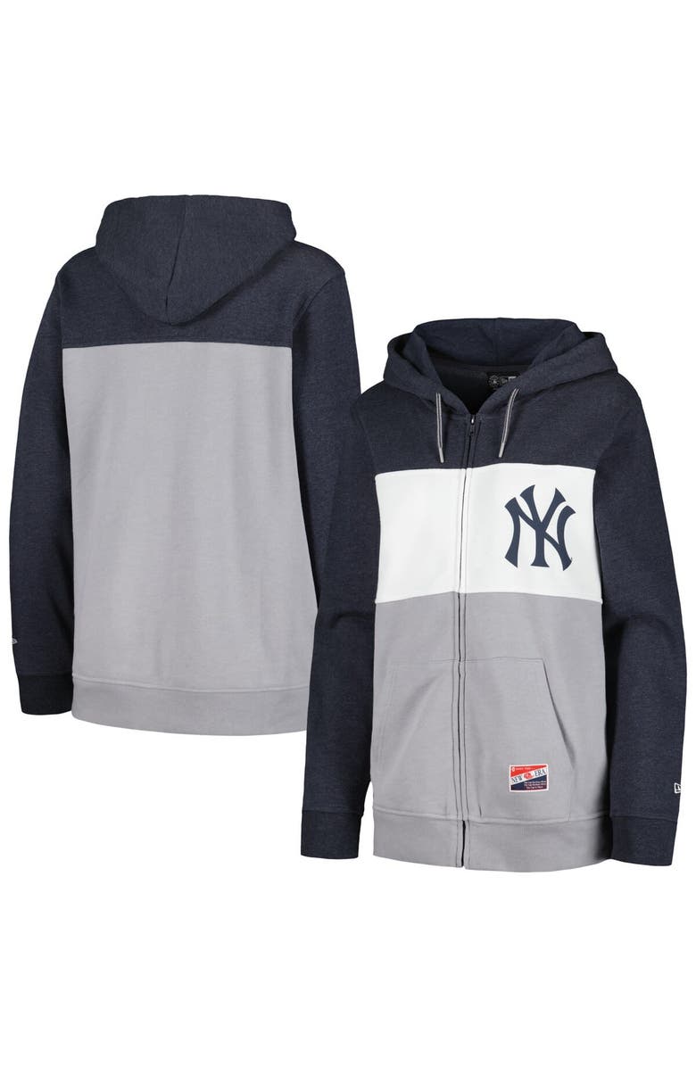 New Era Women's New Era Navy New York Yankees Color Block Full-Zip Hoodie Jacket, Alternate, color, Navy