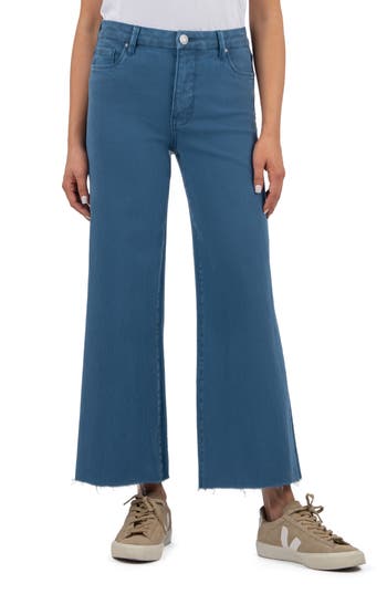 Kut From The Kloth Meg Fab Ab High Waist Raw Hem Wide Leg Jeans (petite)