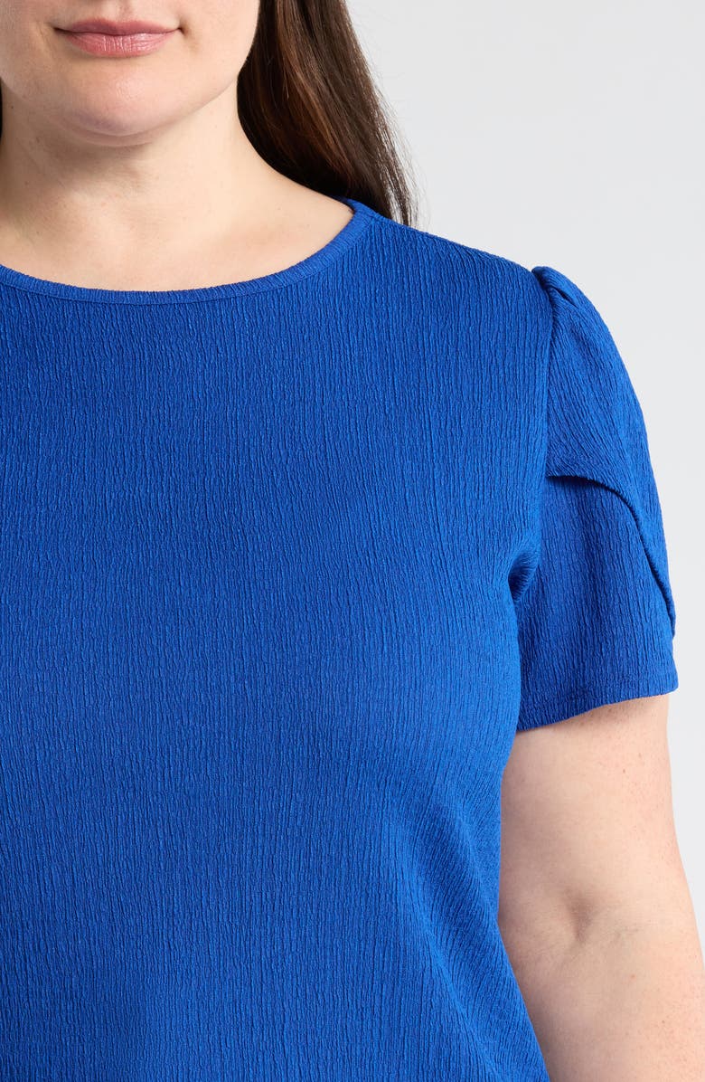 AK ANNE KLEIN Crepe Tulip Sleeve Top, Alternate, color, Santorini Blue