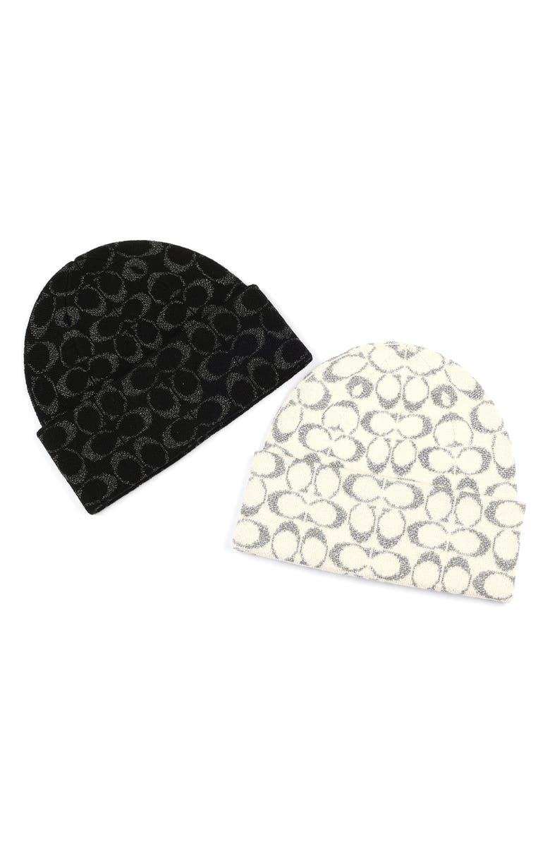 COACH Metallic Signature C Beanie, Alternate, color, 