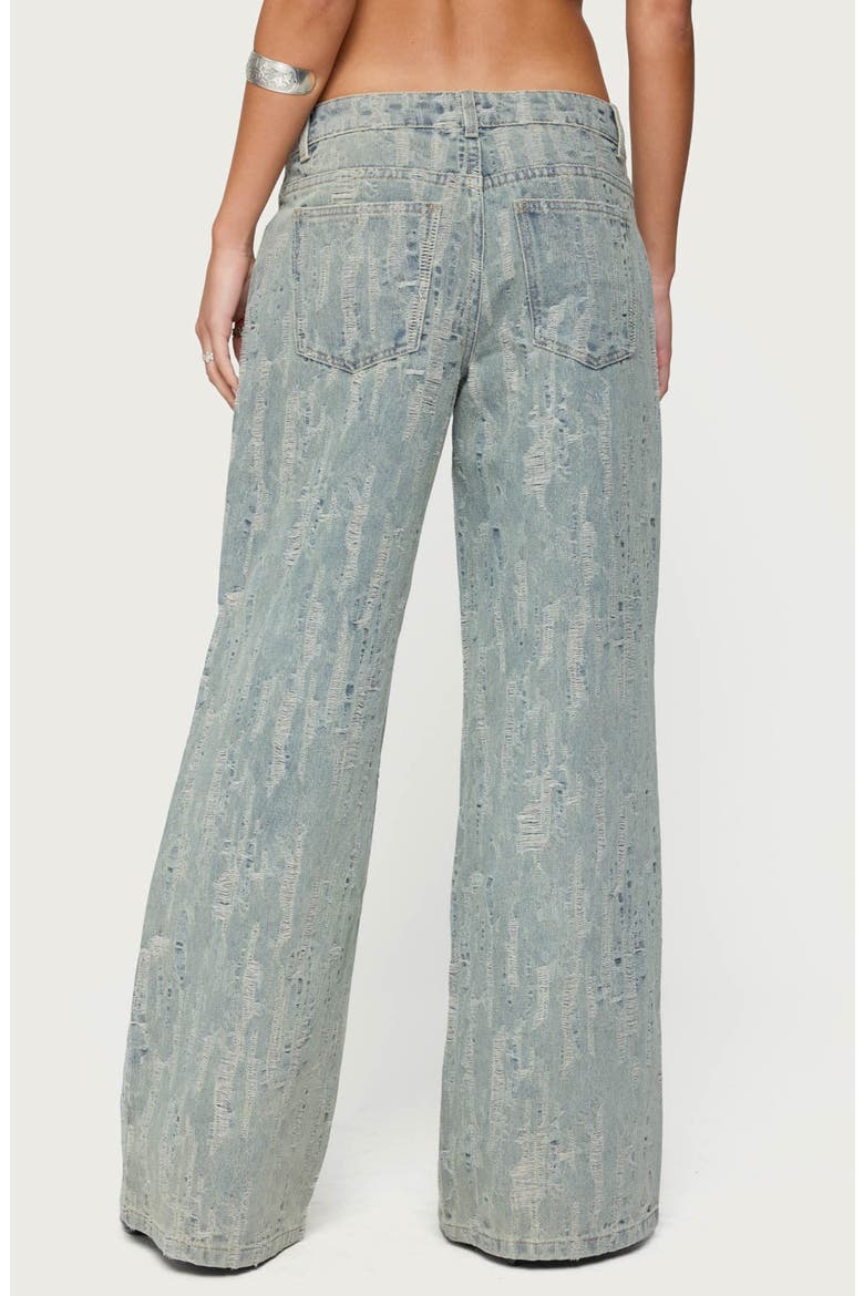 Blazer Distressed Low Rise Wide Leg Jeans, Alternate, color, BLUE-WASHED