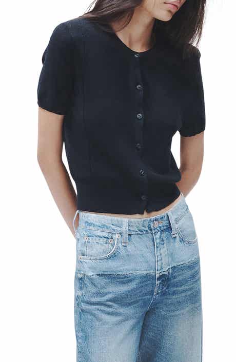 Dina Short Sleeve Cotton Blend Cardigan