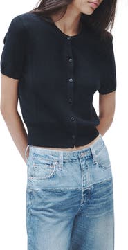 rag & bone Dina Short Sleeve Cotton Blend Cardigan