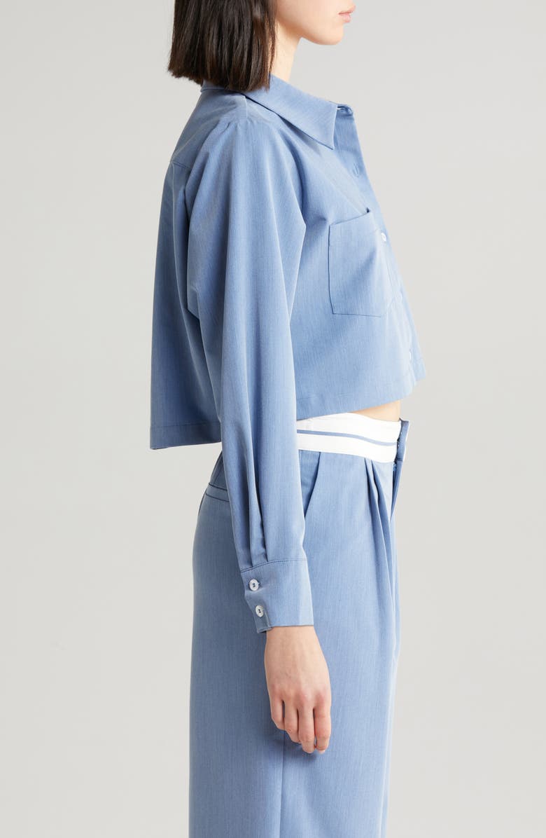 WAYF Sunday Crop Button-Up Shirt, Alternate, color, 