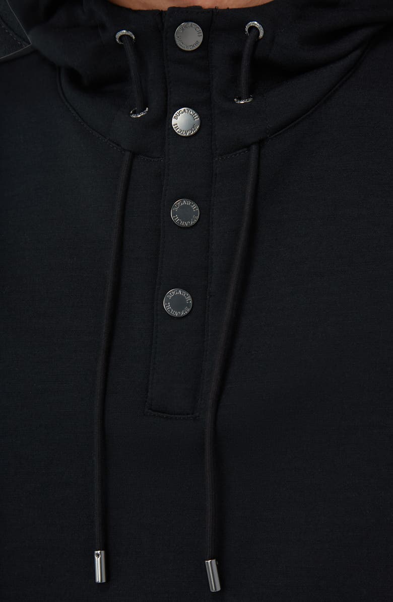 Bugatchi Wool & Nylon Quarter Zip Hoodie, Alternate, color, Black