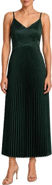 Nicole Miller Pleated Satin Midi Dress