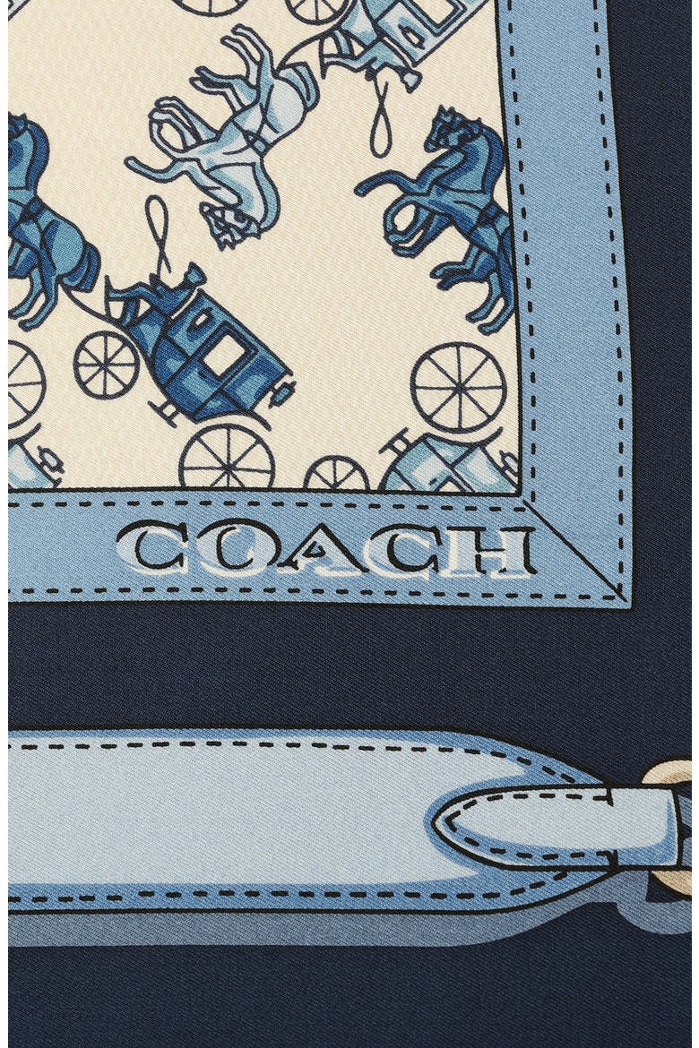 Horse & Carriage Straps Silk Scarf, Alternate, color, DEEP BLUE
