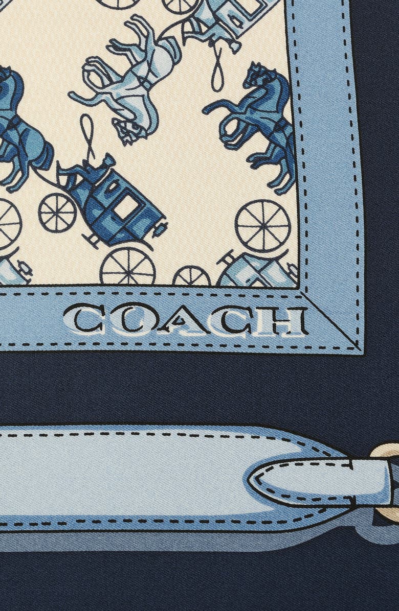 COACH Horse & Carriage Straps Silk Scarf, Alternate, color, Deep Blue