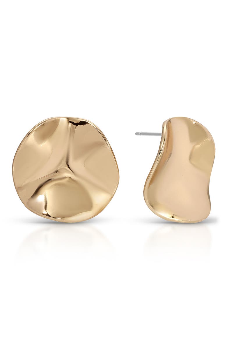 Molten Disc Stud Earrings, Main, color, GOLD