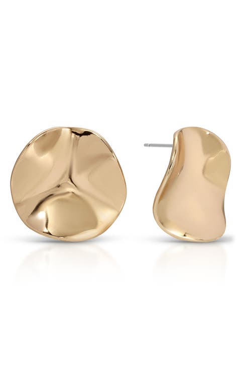 Molten Disc Stud Earrings