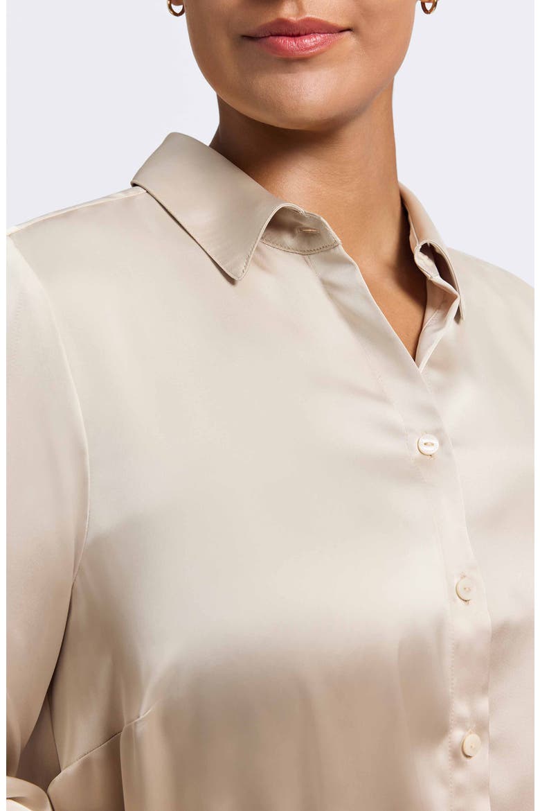 Bianca Satin Button-Up Shirt, Alternate, color, CHAMPAGNE