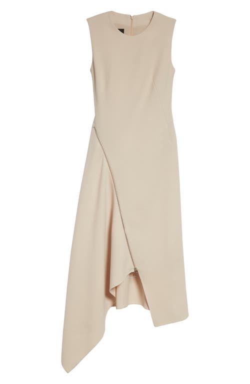 Akris High-low Zip Wool Crepe Midi Dress In Seashell