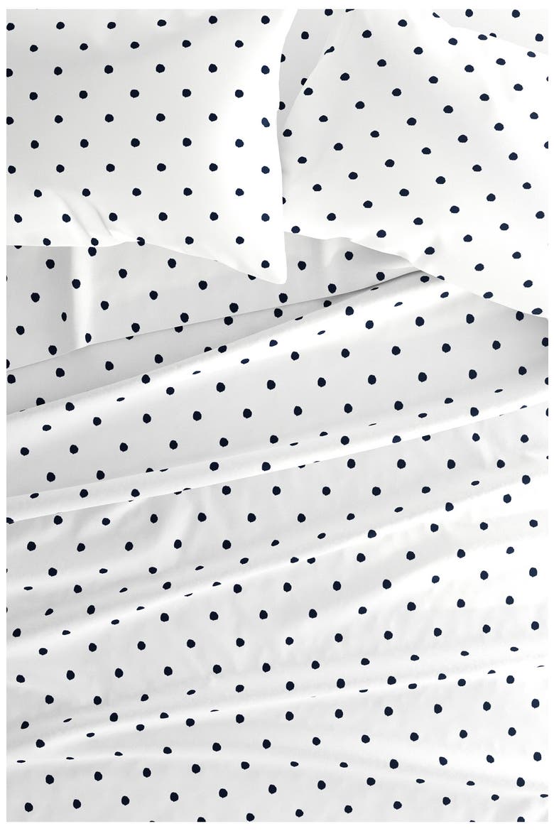 HOME SPUN Premium Ultra Soft Dots Pattern 4-Piece Bed Sheets Set, Alternate, color, NAVY