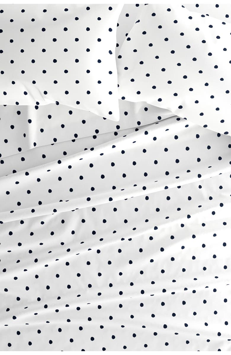 HOMESPUN HOME SPUN Premium Ultra Soft Dots Pattern 4-Piece Bed Sheets Set, Alternate, color, Navy