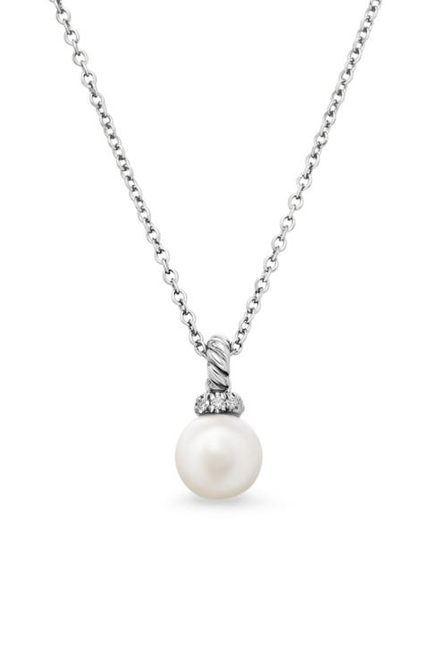 Solari Pendant Necklace with Pearl & Diamonds in 18K Gold