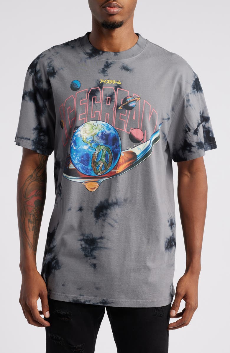ICECREAM Eat Up Oversize Tie Dye Cotton Graphic T-Shirt, Main, color, Castle Rock