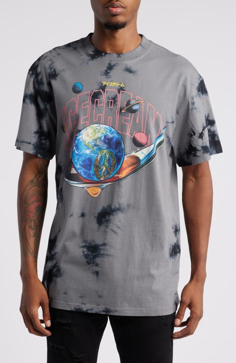 Eat Up Oversize Tie Dye Cotton Graphic T-Shirt