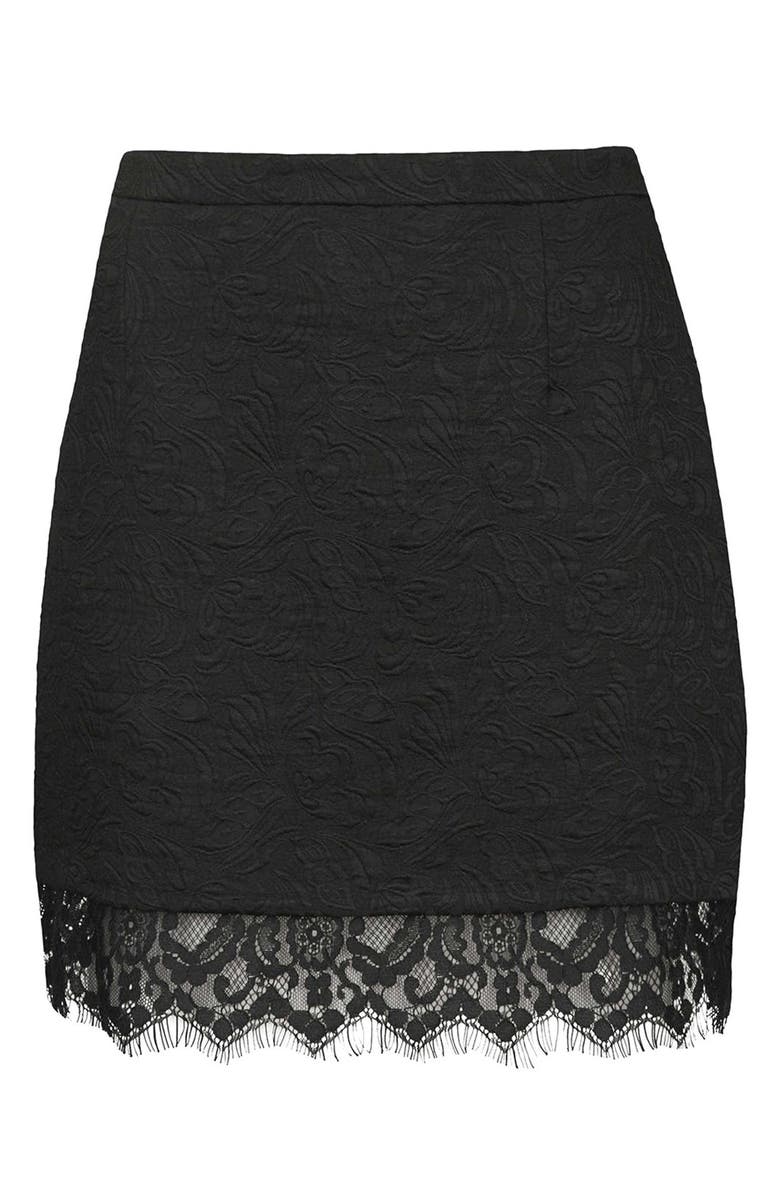 Topshop Textured Lace Pelmet Skirt, Alternate, color, 