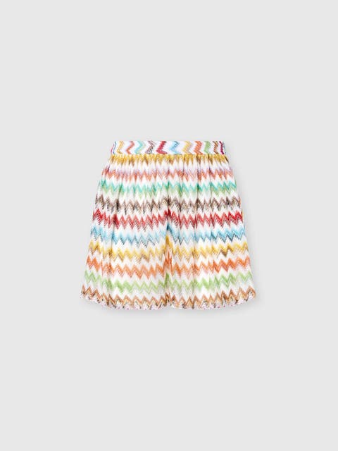 Viscose Lamé Shorts With Micro Zigzag
