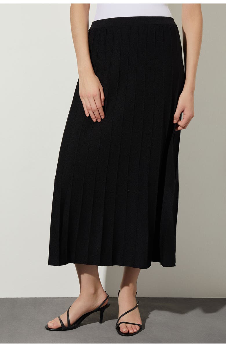 Ming Wang Pleated Soft Knit Maxi Skirt, Main, color, Black