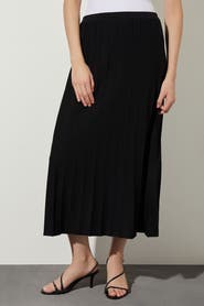 Ming Wang Pleated Soft Knit Maxi Skirt