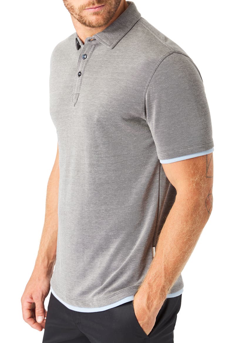 Happier Layered Slub Piqué Polo, Alternate, color, CHARCOAL