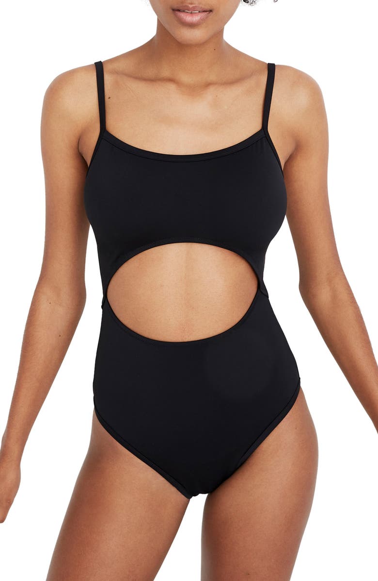 Madewell Second Wave Cutout One-Piece Swimsuit, Main, color, 