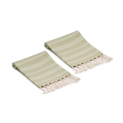Essential Stripe Turkish Cotton Hand Towels - Set of 2