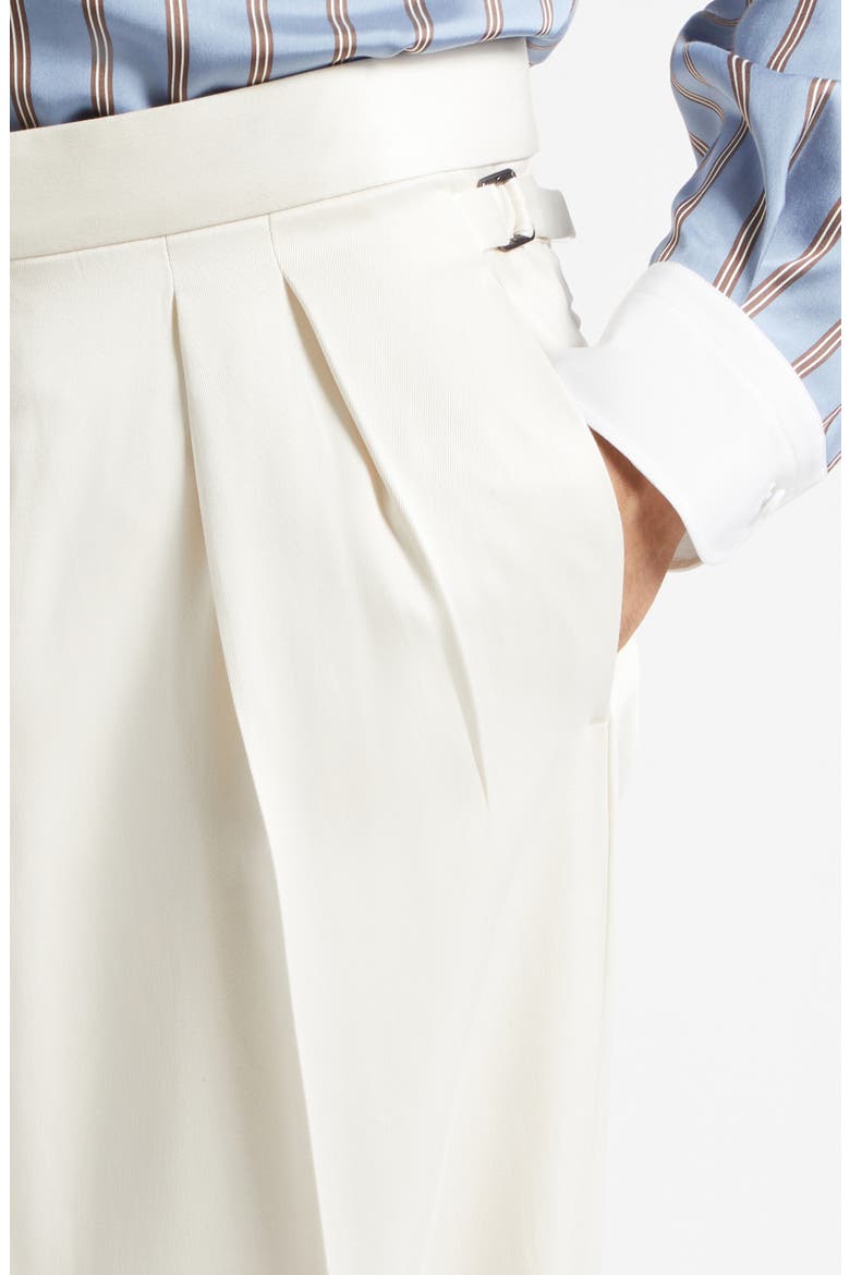 Pleated Silk Gabardine Wide Leg Pants, Alternate, color, IVORY