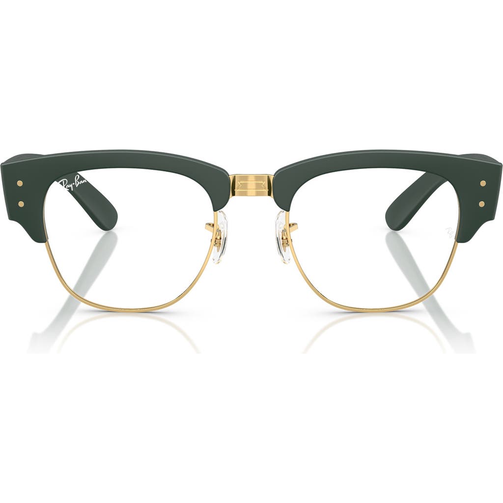 Ray Ban Ray-ban 52mm Square Optical Glasses In Gold Green