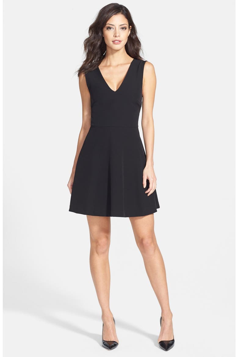 Bianca Back Cutout Fit & Flare Dress (Nordstrom Exclusive), Alternate, color, BLACK