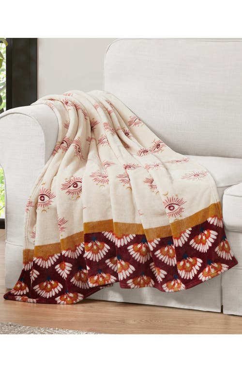 Jessica Simpson Plush Fleece Throw Blanket In Burgundy Red