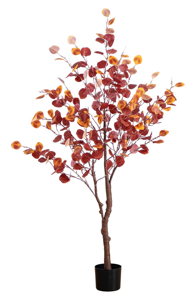 NEARLY NATURAL 5FT Prelit Autumn Eucalyptus Tree, Main, color, Orange