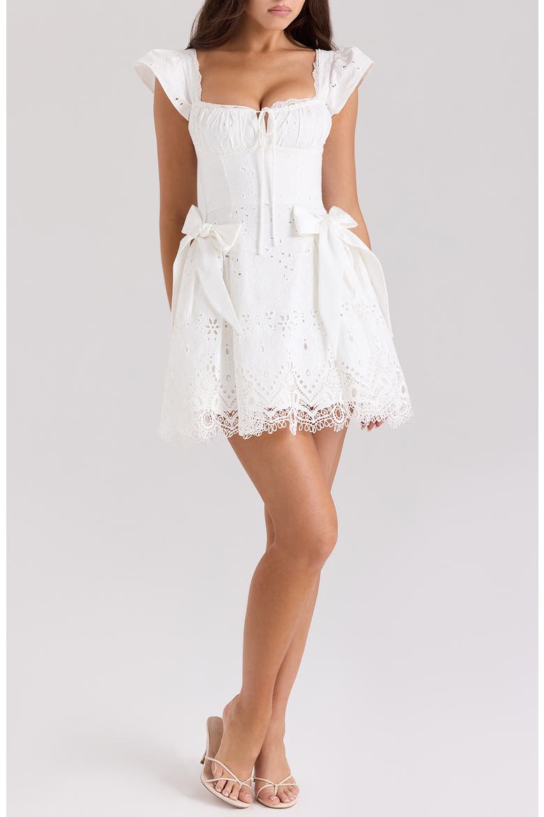 Giglio Eyelet Minidress, Main, color, WHITE
