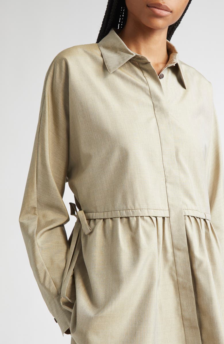 Lafayette 148 New York Gathered Waist Silk Blouse, Alternate, color, Green Clay Melange