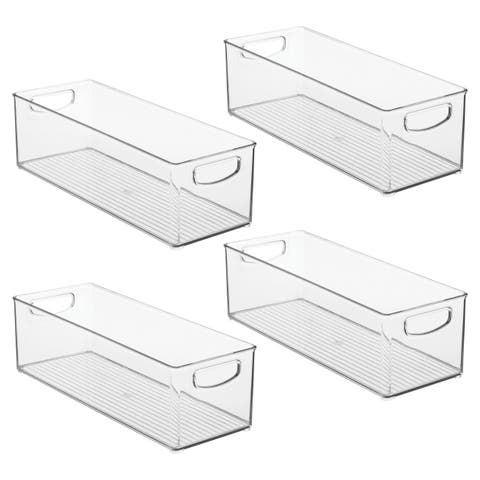 Plastic Stackable Pantry Bin with Handles, Set of 4, Clear, Made in USA