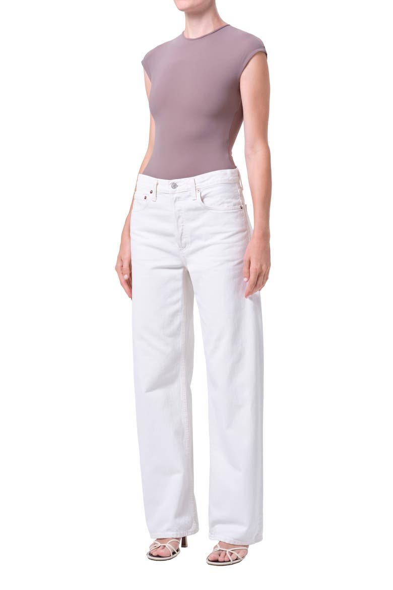 Agata Cap Sleeve Bodysuit, Alternate, color, TAUPE DARK SAN