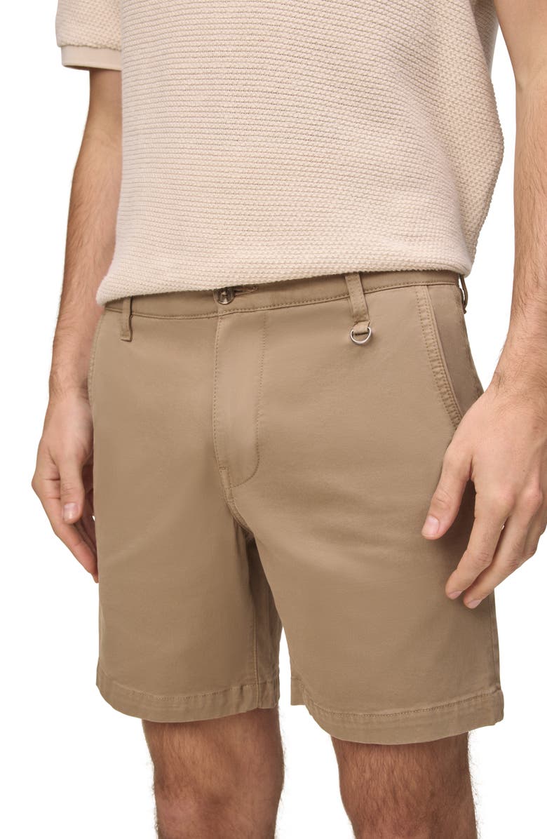 WARP+WEFT Flat Front Stretch Cotton Twill Chino Shorts, Alternate, color, Hazelnut