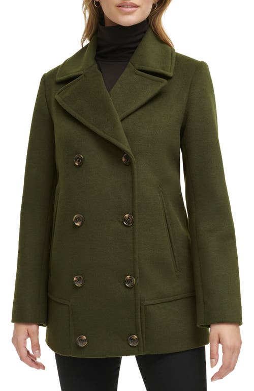 Kenneth Cole New York Double Breasted Felted Coat in Pine 