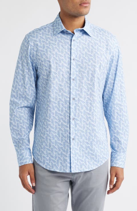 James OoohCotton® Feather Print Button-Up Shirt