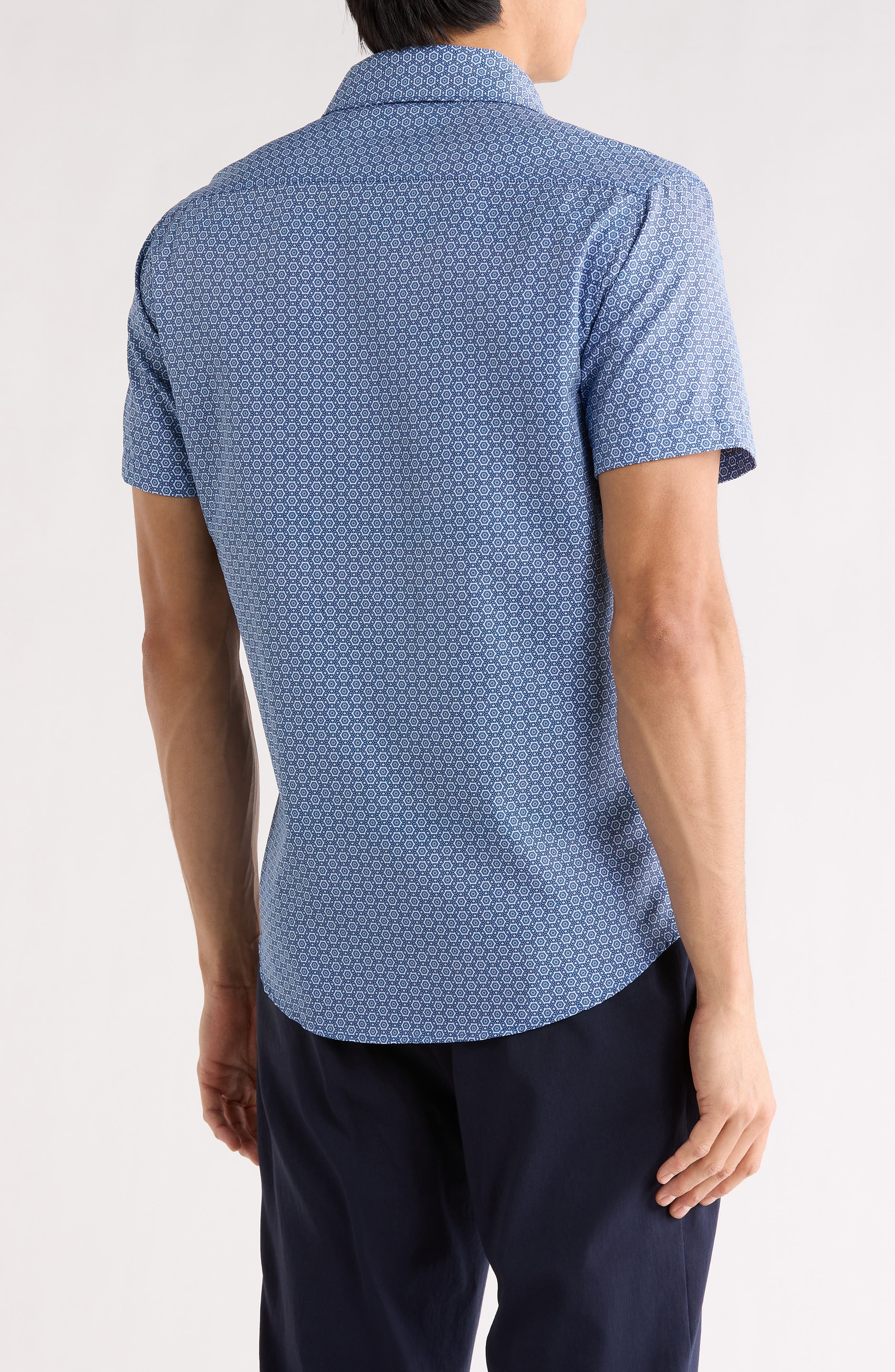 Micro Dot Tech Short Sleeve Button-Up Shirt - image 2