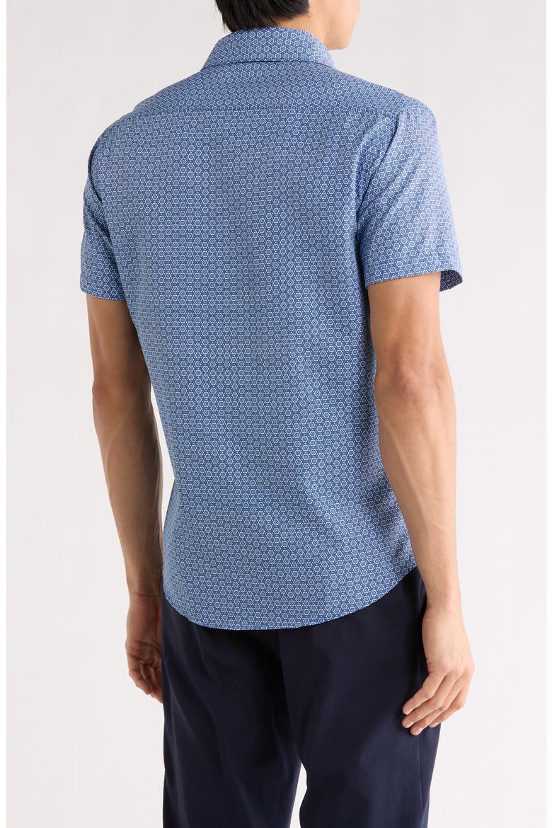 Micro Dot Tech Short Sleeve Button-Up Shirt, Alternate, color, BLUE/ WHITE