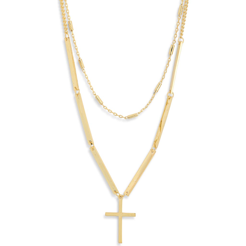 Leith Cross Pendant Layered Necklace In Gold