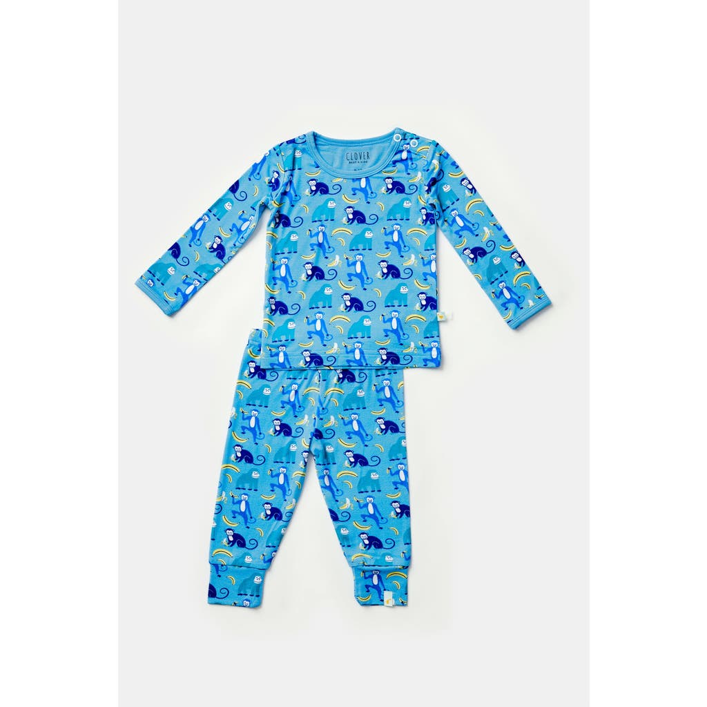 Clover Baby & Kids Long Sleeve Pajama Set - Monkeying Around Blue  product